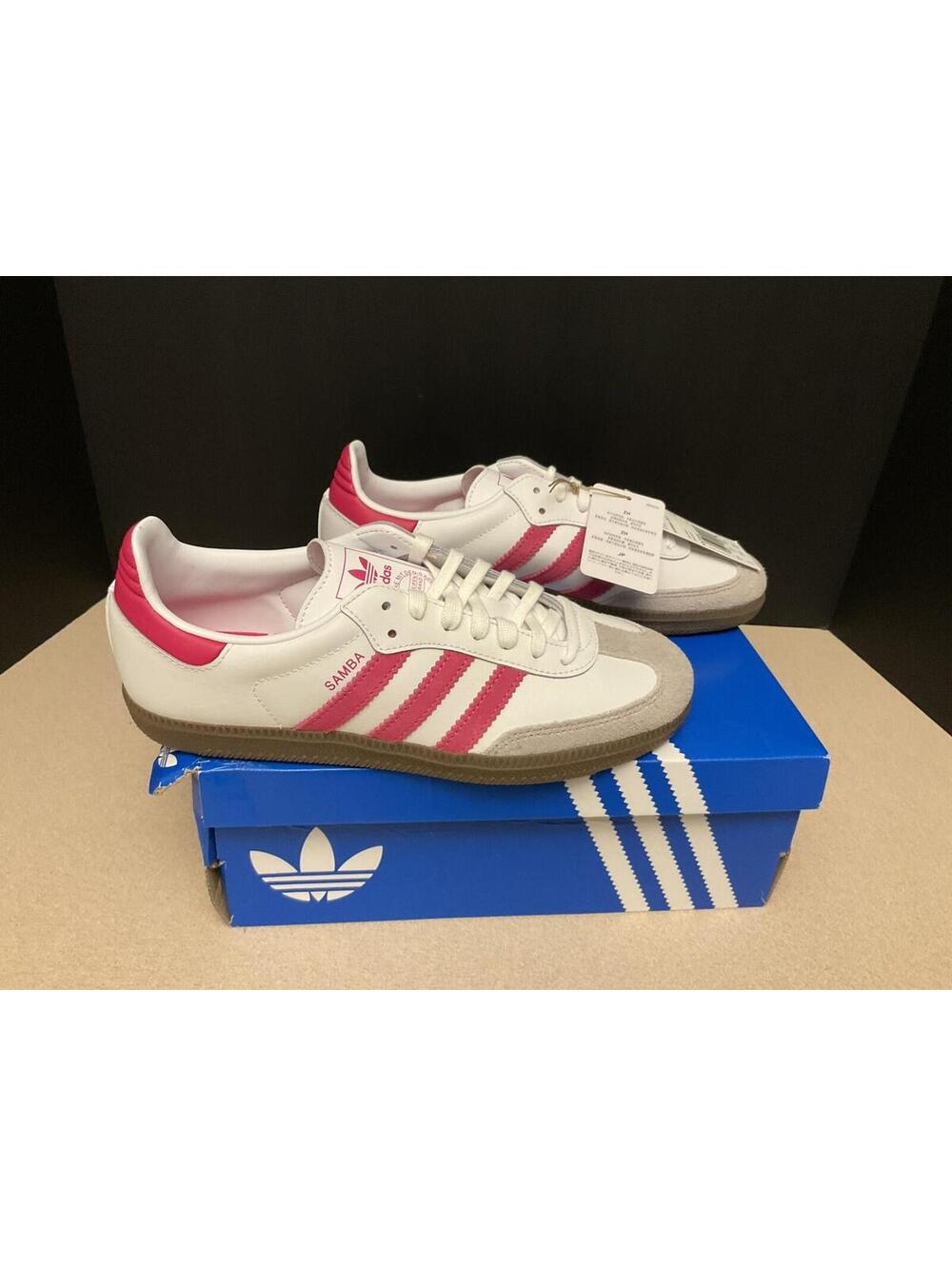 New! Adidas Originals Samba OG White/Pink Shoes. Youth’s 6. Women’s 7. Nice!! - Picture 1 of 11